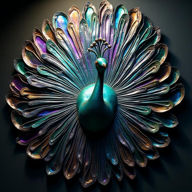 Peacock metal wall sculpture