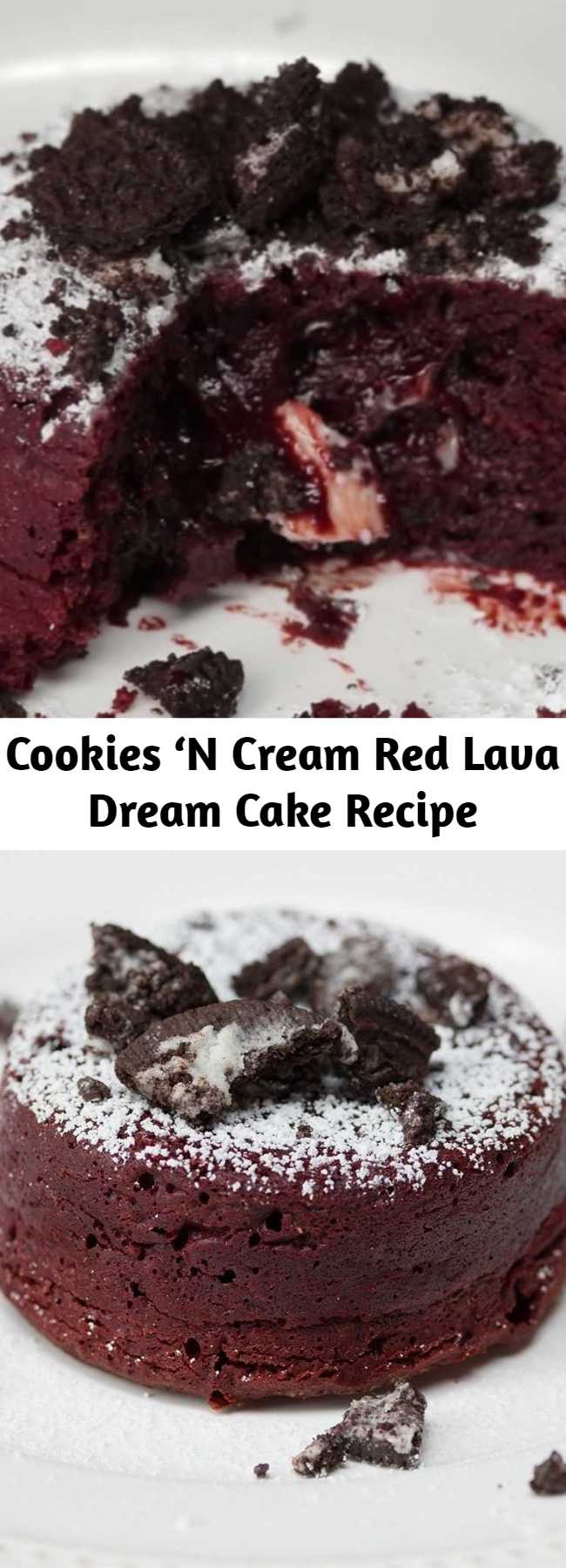 Cookies ‘N Cream Red Lava Dream Cake Recipe - Rich and gooey mini lava cakes are a sweet dream come true for chocolate lovers.
