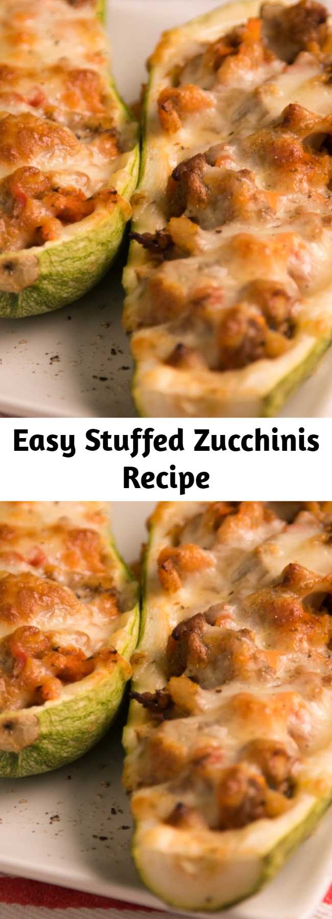 Easy Stuffed Zucchinis Recipe - This is exactly how you're going to feel after you eat this delicious meal. No regrets, though.