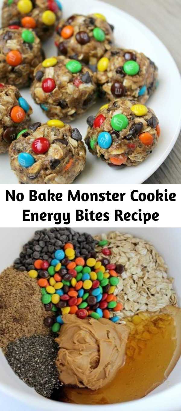 No Bake Monster Cookie Energy Bites Recipe - No-Bake Monster Cookie Energy Bites are packed full of healthy energy-boosting ingredients! Kid-approved!