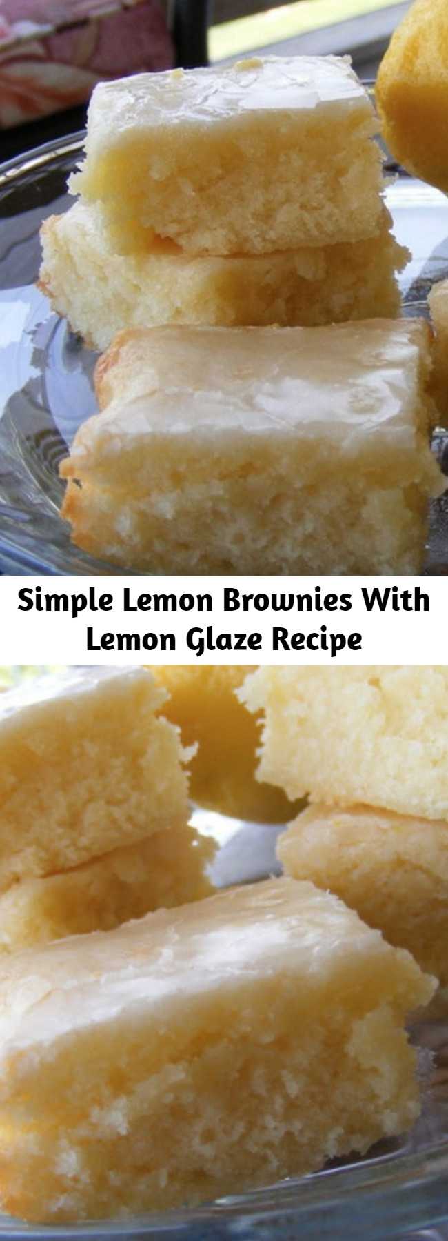 Simple Lemon Brownies With Lemon Glaze Recipe - Delicious and EASY to make Lemon Brownies with a sweet Lemon Glaze frosting that's so good you won't eat just one! Make these in minutes for your family!