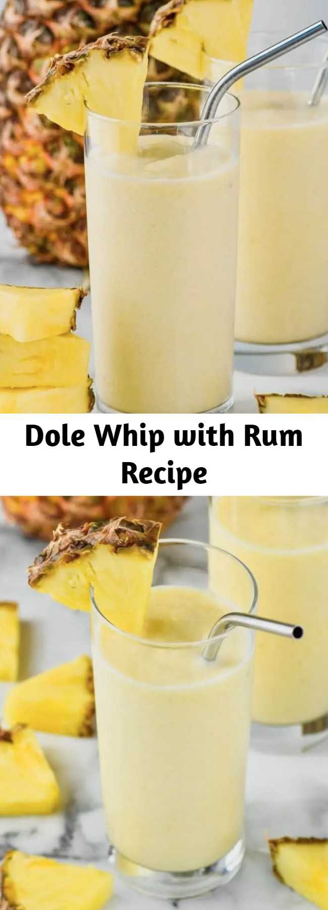 Dole Whip with Rum Recipe - This Disneyland Dole Whip recipe with Rum is the perfect frozen cocktail! Made with only four ingredients, get your sunny vacation fix at home!