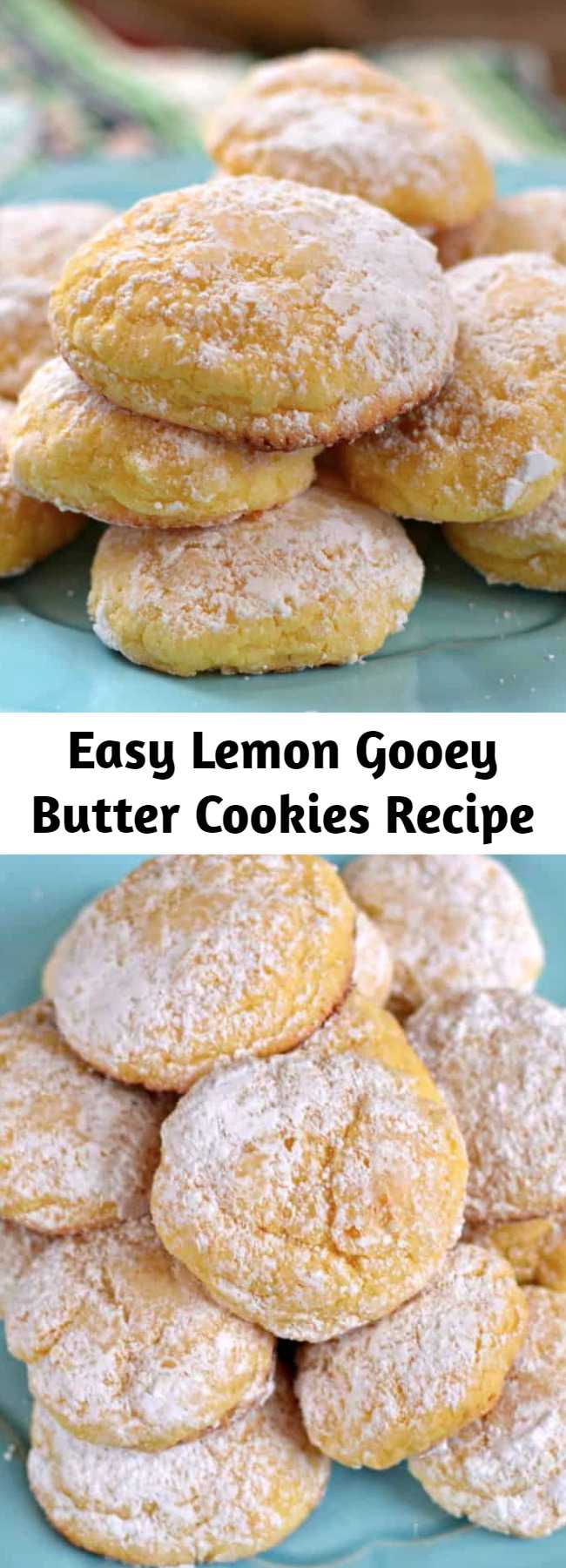 Easy Lemon Gooey Butter Cookies Recipe - An easy gooey lemon cake box cookie with just seven ingredients. Make a whole batch of cookies in less than 30 minutes. These will melt in your mouth!