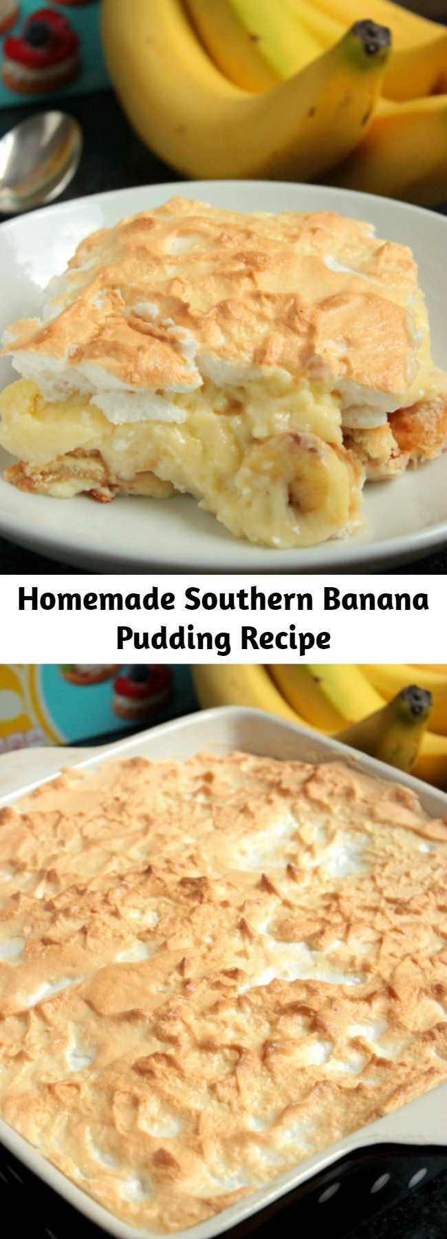 Homemade Southern Banana Pudding Recipe - Serve is hot or cold, this Homemade Southern Banana Pudding is going to be loved by all! Roasting the banana gives it a richer banana flavor too!