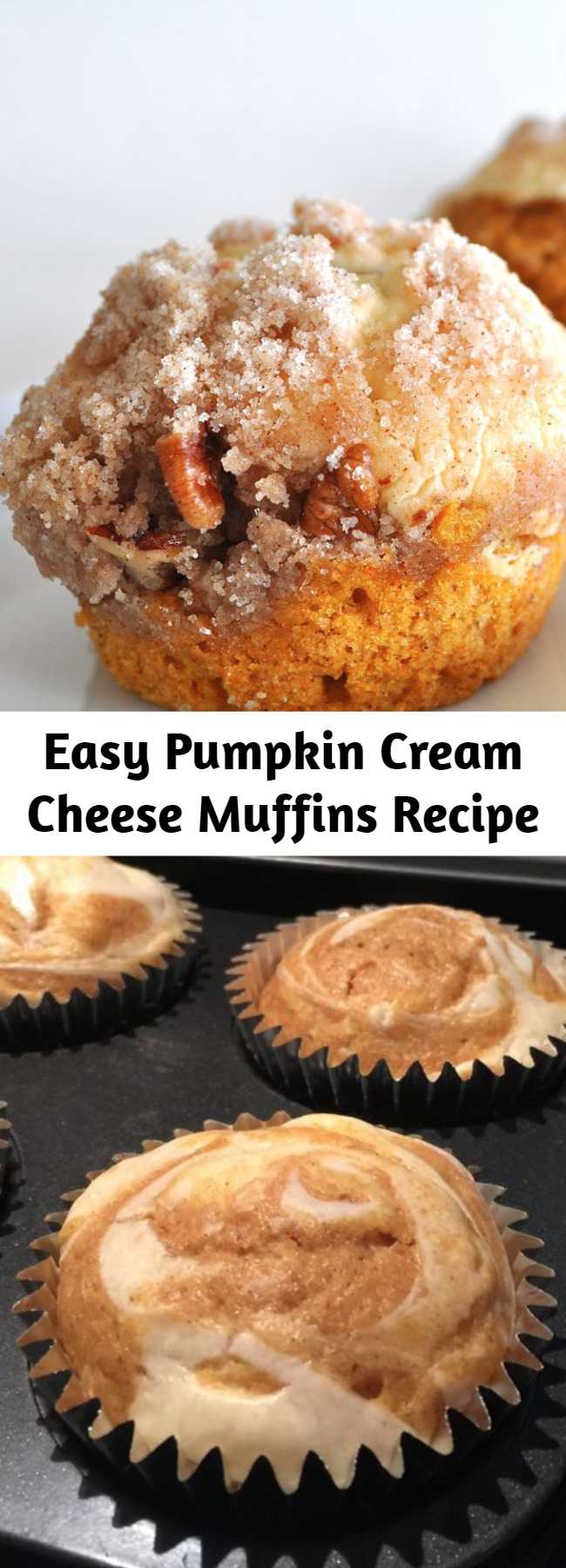 Easy Pumpkin Cream Cheese Muffins Recipe - These muffins are the best! They are moist and very delicious. Not only taste great but looking so good as well! You'll be glad you made this recipe for pumpkin muffins with a cream cheese filling and a streusel topping. #breakfastrecipes #brunchrecipes #breakfastideas #brunchideas #muffins #muffinrecipes #baking #bakingrecipes