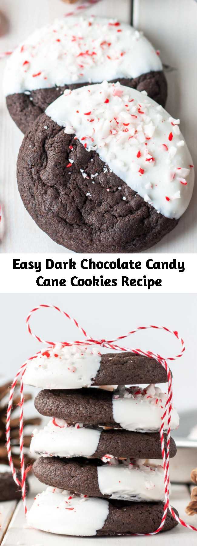 Easy Dark Chocolate Candy Cane Cookies Recipe - The classic combination of chocolate and peppermint make these Dark Chocolate Candy Cane Cookies the perfect treat for the holidays!