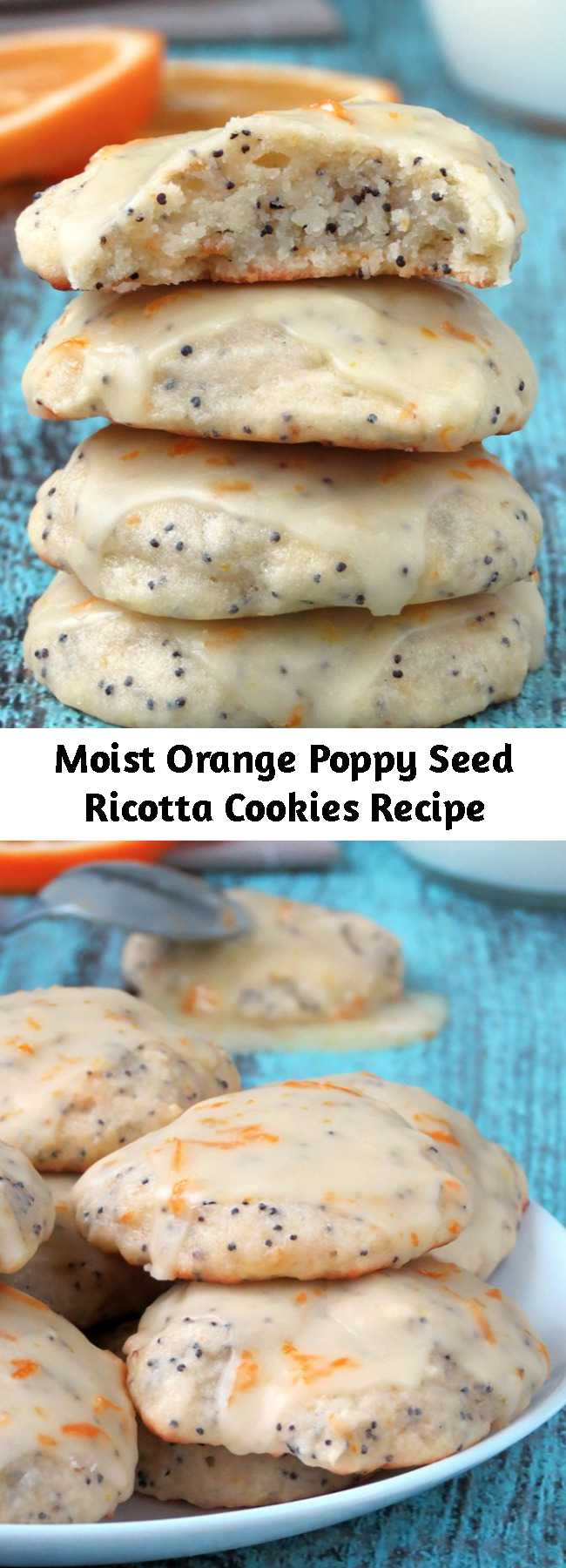 Moist Orange Poppy Seed Ricotta Cookies Recipe - If you have never tried ricotta in cookies, then this is a good recipe to start with. They’re different than other cookies, trust me. These little guys are so moist and light and I love how the ricotta cheese gives them a bit more richness and changes the texture to be more cake-like. These melt in your mouth goodies are bursting with orange flavor which pairs perfectly with hints of cardamom. The poppy seeds add a lovely crunch, which I adore.