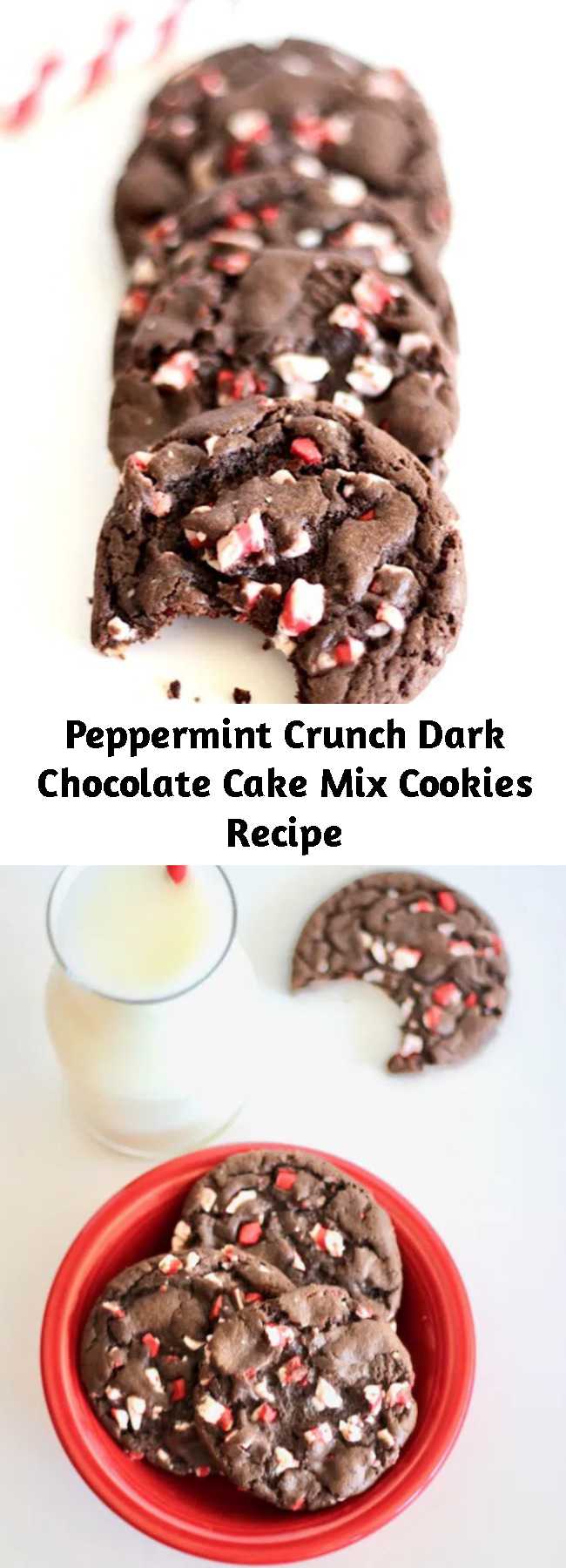 Peppermint Crunch Dark Chocolate Cake Mix Cookies Recipe - These dreamy Peppermint Crunch Dark Chocolate Cake Mix Cookies taste just like Christmas with every bite!