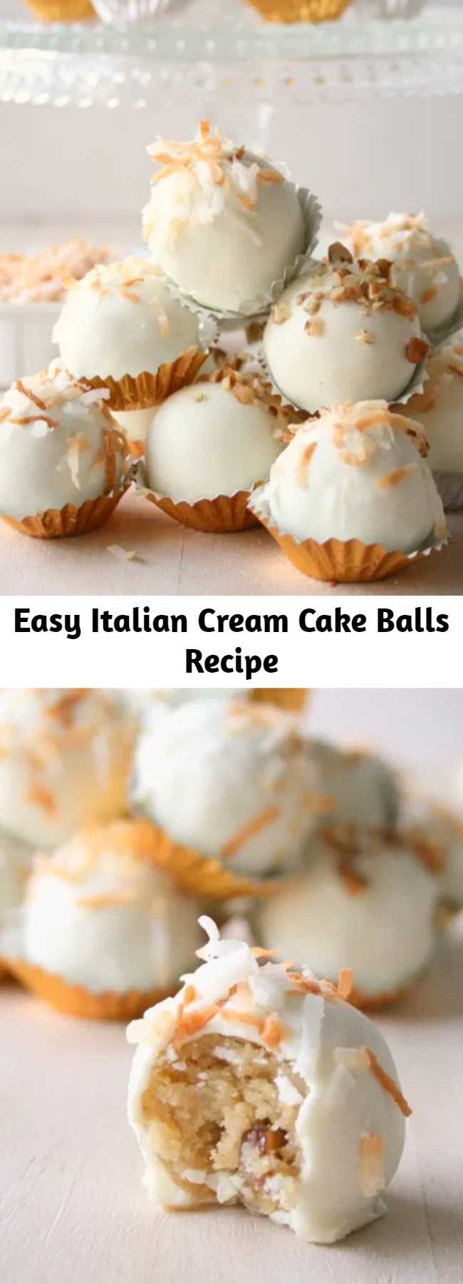 Easy Italian Cream Cake Balls Recipe - Italian Cream Cake Bites: Like Oreo balls and cake balls, but better because it's an Italian dessert!