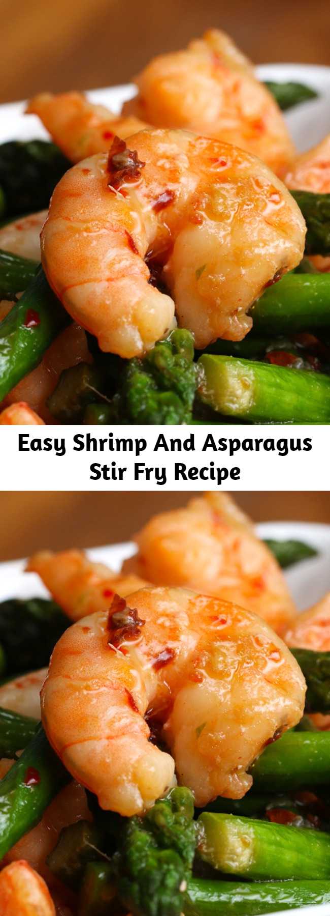 Easy Shrimp And Asparagus Stir Fry Recipe (Under 300 Calories) - SO GOOD! Quick, easy, simple and tasty.