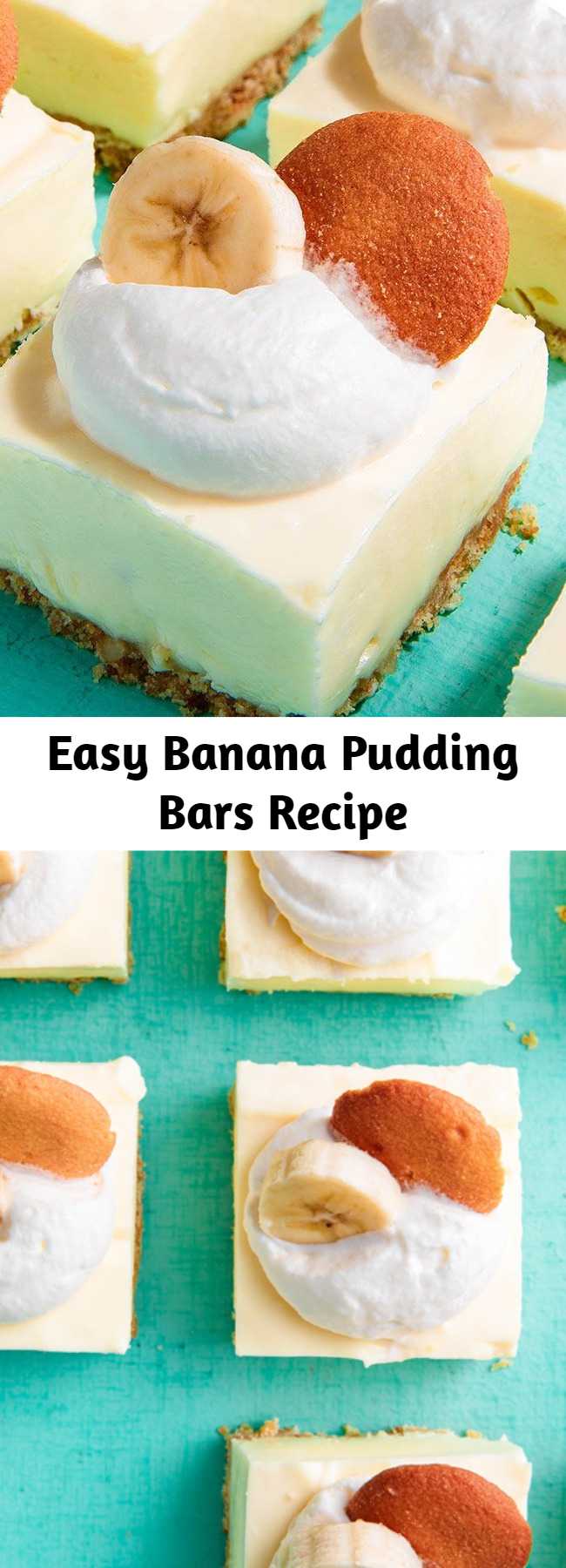 Easy Banana Pudding Bars Recipe - Good luck just having one of these Banana Pudding Cheesecake Bars #banana #cheesecake #dessert #nobake #recipe #dessert #easyrecipe #bananapudding #pudding
