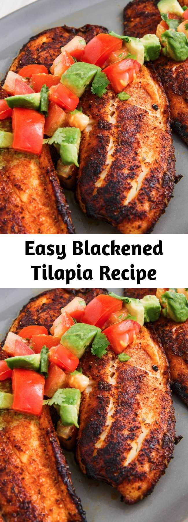 Easy Blackened Tilapia Recipe - Jazz up your fish routine with this super-easy recipe for Blackened Tilapia with Avocado Salsa.